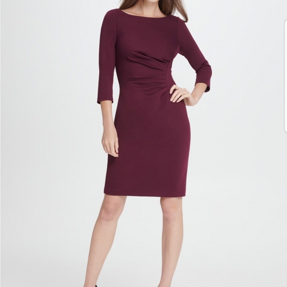Ponte Side Ruche Sheath Dress